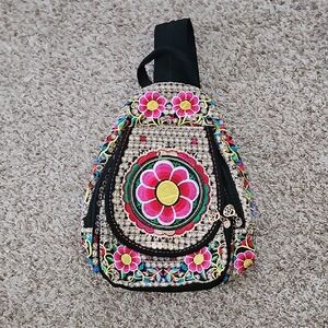 Floral Embroidered Sling Bag